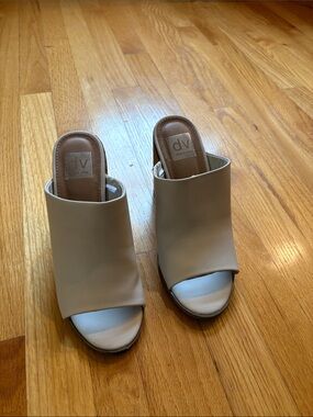 DV by Dolce Vita Taupe Open-Toe Slide Mules